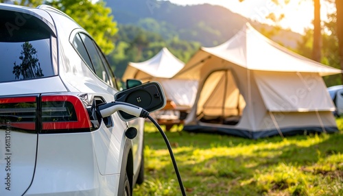 Electric car charging at campsite (1)