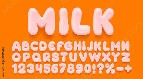 Pizza font, English alphabet and numbers sign. Vector illustration