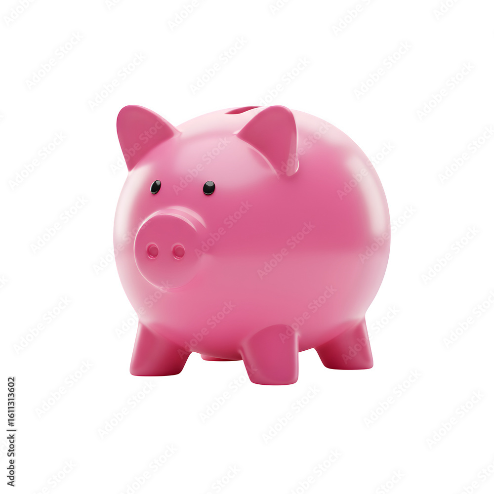 Obraz premium Pink Piggy Bank, isolated on transparent background