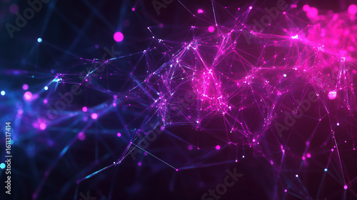 Wallpaper Mural Futuristic Digital Network with Glowing Pink and Blue Connections Torontodigital.ca