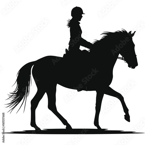 Silhouette of a Horse and Rider Performing Dressage A Striking Equestrian Image Showcasing Skill and Harmony