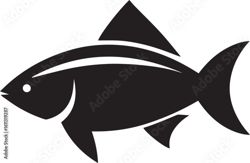 Minimal Black Fish Logo Vector – Silhouette Icon for Seafood and Fishing Brand Design