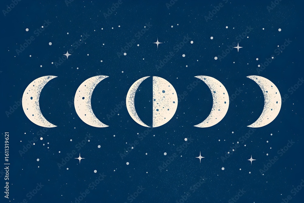 Naklejka premium Minimalist Moon Cycle Art