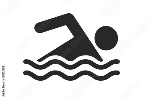 Swimming icon vector. Swimmer person pictogram. Simple flat sport symbol. Man in water, pool, sea. Summer vacation activity. Healthy lifestyle, fitness exercise concept.