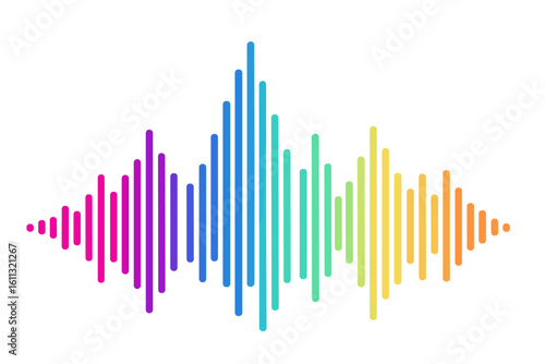 Abstract digital equalizer sound wave vector illustration. Music frequency spectrum analyzer graph. Colorful audio signal visualization on transparent background. Soundwave.