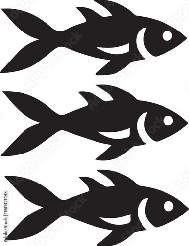 Minimal Black Fish Logo Vector – Silhouette Icon for Seafood and Fishing Brand Design
