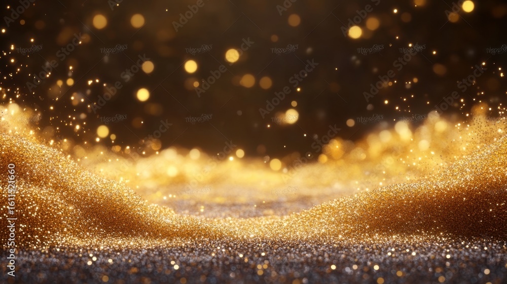 Obraz premium Sparkling golden particles creating a magical glittering landscape