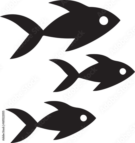 Minimal Black Fish Logo Vector – Silhouette Icon for Seafood and Fishing Brand Design