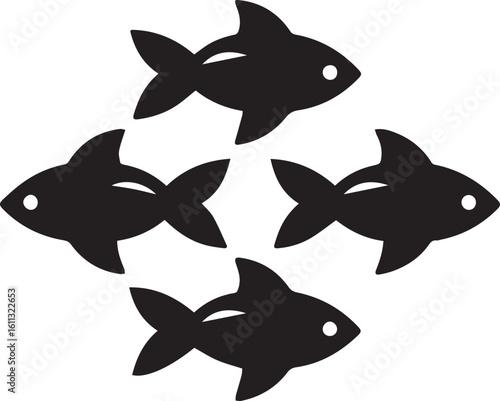 Minimal Black Fish Logo Vector – Silhouette Icon for Seafood and Fishing Brand Design