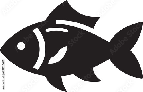 Minimal Black Fish Logo Vector – Silhouette Icon for Seafood and Fishing Brand Design