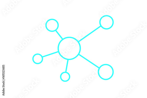 High-tech network nodes design. Abstract connection concept. Communication, data, and technology symbol. Hub and spoke model for business or social structure vector.