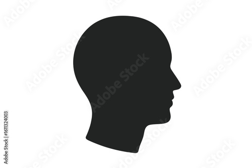 Human head silhouette vector icon. Anonymous person profile for psychology, mind, mental health, or business idea concepts. Man face side view. User avatar illustration.