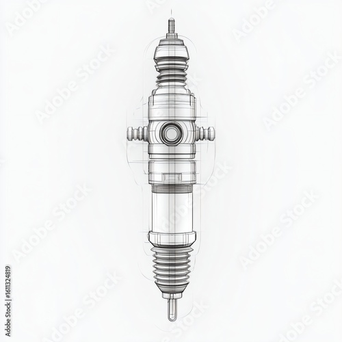 Detailed Technical Illustration of a Spark Plug with Component Labels