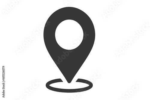 Red location pin icon for map navigation. GPS marker symbol for destination point. Geolocation pointer sign for travel route and address finding. Position mark vector illustration.