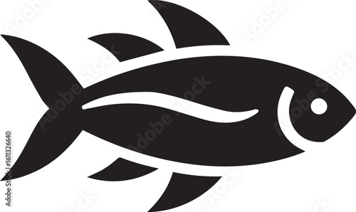 Minimal Black Fish Logo Vector – Silhouette Icon for Seafood and Fishing Brand Design
