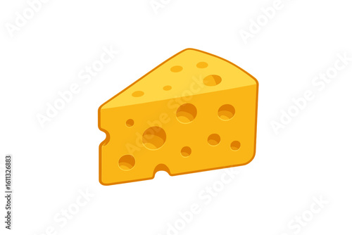 Cheese wedge vector icon. Swiss cheese with holes isolated. Yellow dairy food illustration. Gourmet snack appetizer concept. Piece of hard cheese like Emmental or Maasdam.