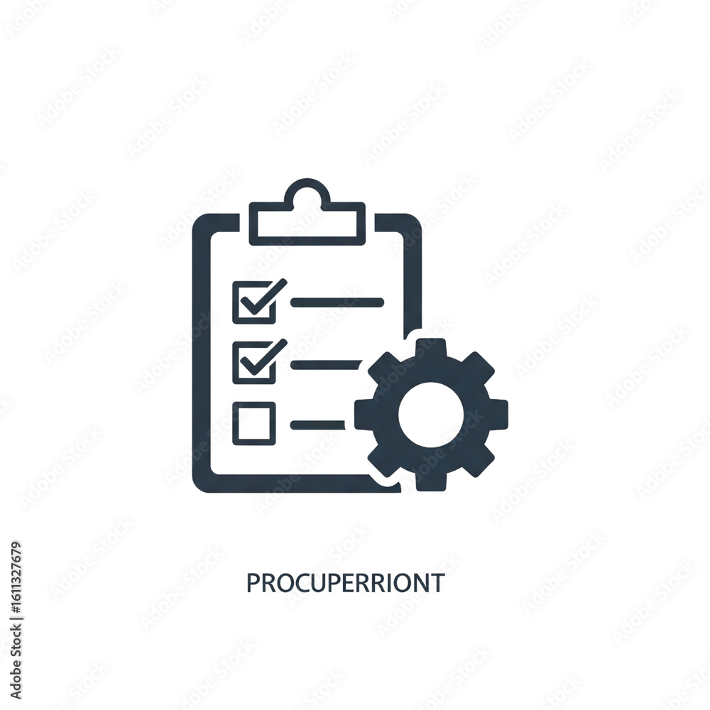 Project management icon with checklist and gear Project management icon with checklist and gear
