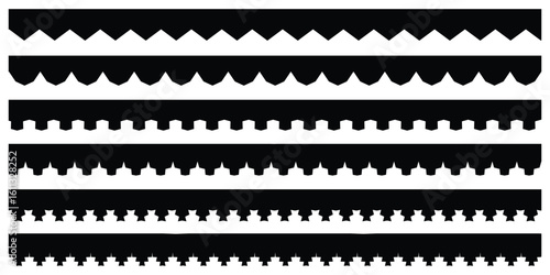 Scalloped border simple divider with cute heart and dots ornament edge cutout decoration isolated on white background.  