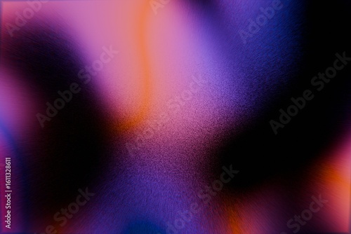 Abstract digital artwork featuring a blend of deep purples, oranges, creating a swirling, nebulous effect with a subtle textured grain.  The colors are intensely saturated and blend seamlessly