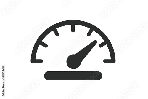 Speedometer icon vector for performance measurement. Gauge symbol for speed test and dashboard interface. Fast progress meter and level indicator for benchmarking.