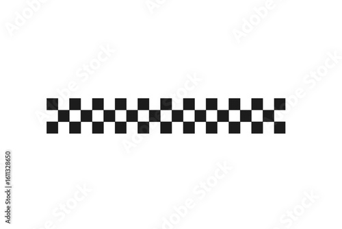 Checkered flag finish line for racing. Automotive competition symbol. Race sport banner. Black and white square checker texture pattern. Vector illustration on transparent bg.