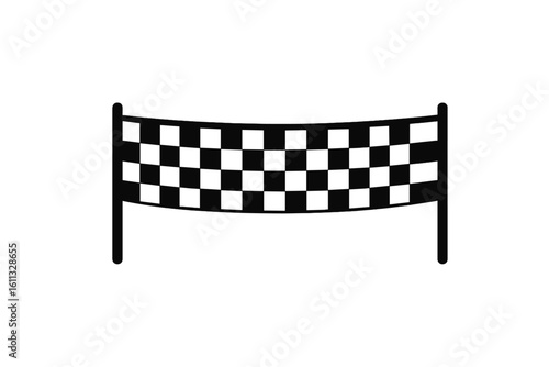 Checkered finish line for a race. Start and finish banner for automotive, motorsport and car racing competition. Victory, success and winning concept vector illustration.