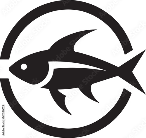Minimal Black Fish Logo Vector – Silhouette Icon for Seafood and Fishing Brand Design