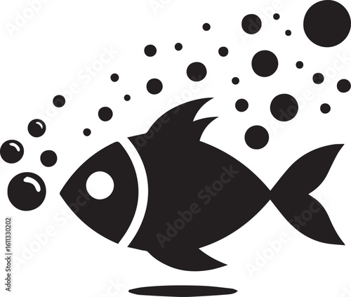 Minimal Black Fish Logo Vector – Silhouette Icon for Seafood and Fishing Brand Design