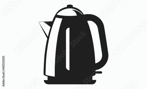 Electric kettle silhouette, kitchen appliance icon, boiling water pot, electric kettle silhouette vector illustration 