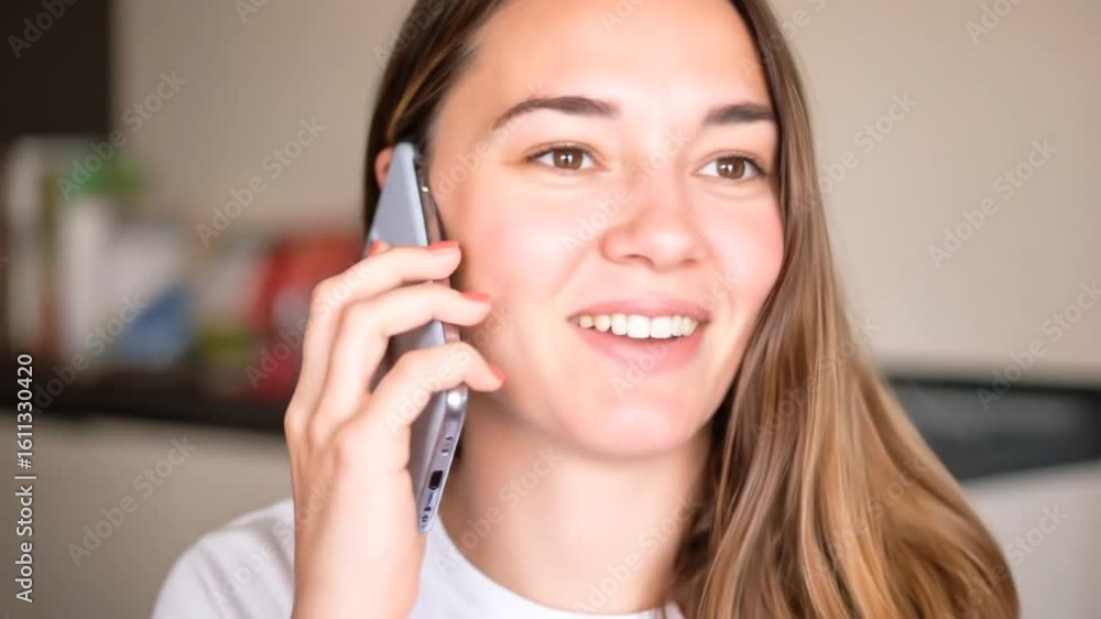 Smiling woman talking phone Smiling woman talking phone