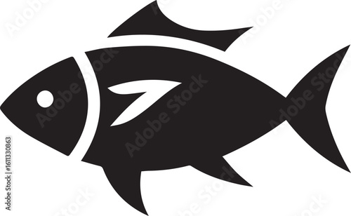 Minimal Black Fish Logo Vector – Silhouette Icon for Seafood and Fishing Brand Design