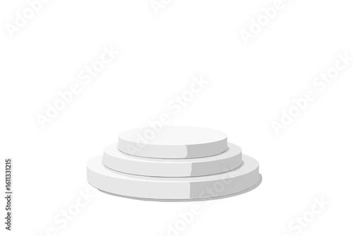 White 3D cylinder pedestal for product presentation. Round stage podium for award ceremony. Minimalist blank platform mockup. Abstract geometric showcase stand vector.