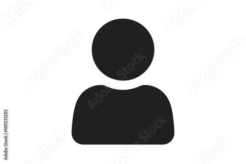 Person icon, user profile symbol. Simple flat human silhouette for avatar, account, member login, contact list. People pictogram for web design, UI, app, business concept.