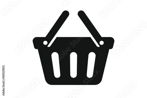 Shopping basket icon. E-commerce symbol for online store. Add to cart button. Vector illustration for web and app design. Retail, purchase, and sale concept. Isolated.