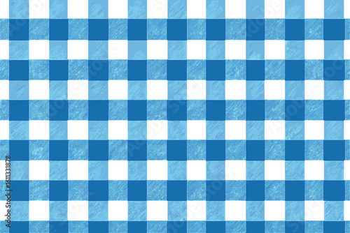 Blue and white gingham seamless pattern. Checkered vichy vector background. Classic tablecloth texture for picnic, fabric, textile design. Abstract geometric illustration.