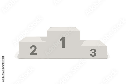 Set realistic podium for champions. White winners pedestal with 1, 2, 3 places for sport award ceremony. Victory success achievement concept. 3D vector illustration.