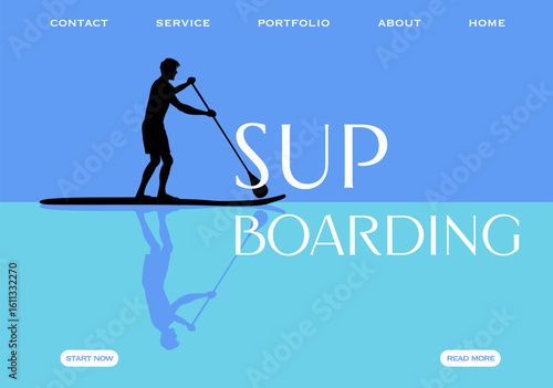 Summer Sports water Activity Website Landing Page Templates Set. Surfing, Sup Board