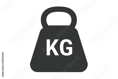 Weight icon with KG for kilogram. Simple flat vector illustration for fitness, gym, and strength training. Heavy mass symbol isolated on a white background. Black icon.