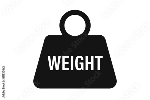 Weight icon vector illustration. Heavy mass symbol for gym, fitness and exercise. Simple black kettlebell silhouette for strength training and workout concepts. Isolated.