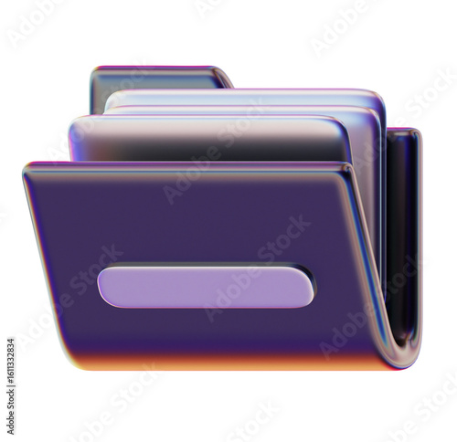 Abstract iridescent folder icon; digital, modern, and sleek design.