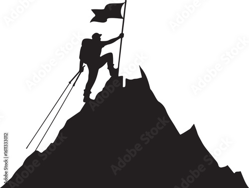 Mountain Climber Success Silhouette

