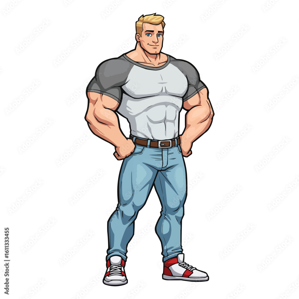 Muscular Man Posing in Casual Outfit Muscular Man Posing in Casual Outfit