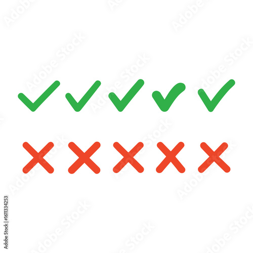 Simple Check and Cross Icons on White Background