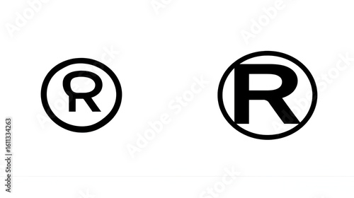 Set of registered trademark icon symbol isolated on transparent background. tm symbol icon. r icon symbol.