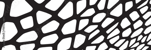 Black and white geometric seamless patterns vector set. Irregular shapes repeated backdrop for web tiles, science and interior designs. voronoi line polygonal cells template background collection