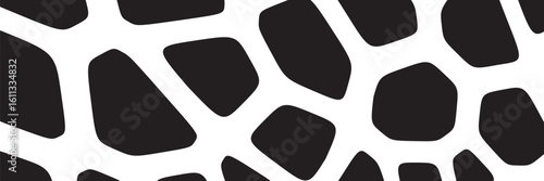 Black and white geometric seamless patterns vector set. Irregular shapes repeated backdrop for web tiles, science and interior designs. voronoi line polygonal cells template background collection
