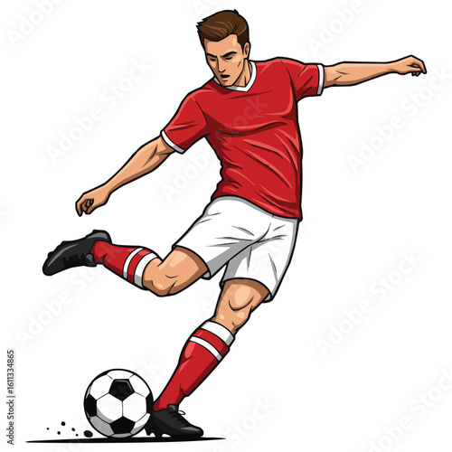 Soccer player kicking a ball illustration