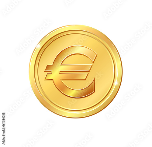 Shiny Golden Euro Coin; Wealth, Finance, Currency, Luxury, Success,  Business Concept.