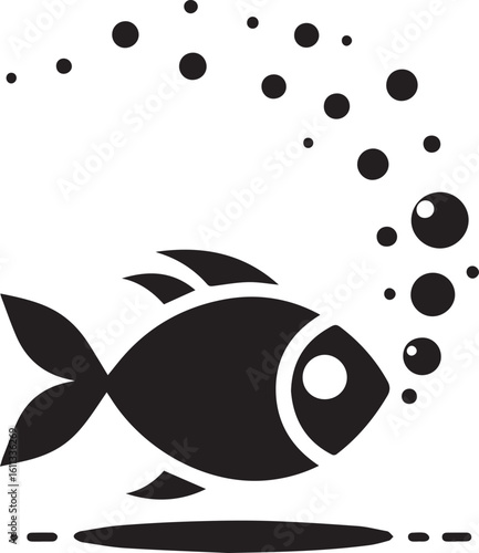 Minimal Black Fish Logo Vector – Silhouette Icon for Seafood and Fishing Brand Design