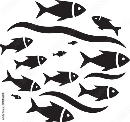 Minimal Black Fish Logo Vector – Silhouette Icon for Seafood and Fishing Brand Design
